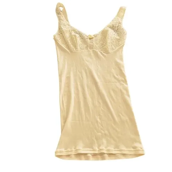 Vintage Yellow Lace Tank/Camisole, Slip Top, Stretchy - Mid Century - Picture 4 of 7